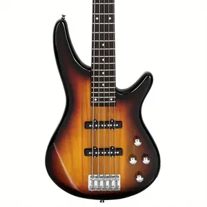 Full-Size 5-String Electric Bass Guitar, Sunset Color, with Exquisite Accessories (Bag, Strap, Guitar Picks, Connector, Wrench Tool) for Music Lovers