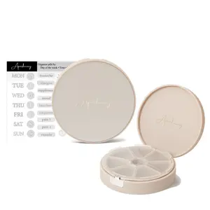 Aposhacary Pill Box Organizer 7 Compartment with Customizable Stickers Cute Travel Pill Organizer Case