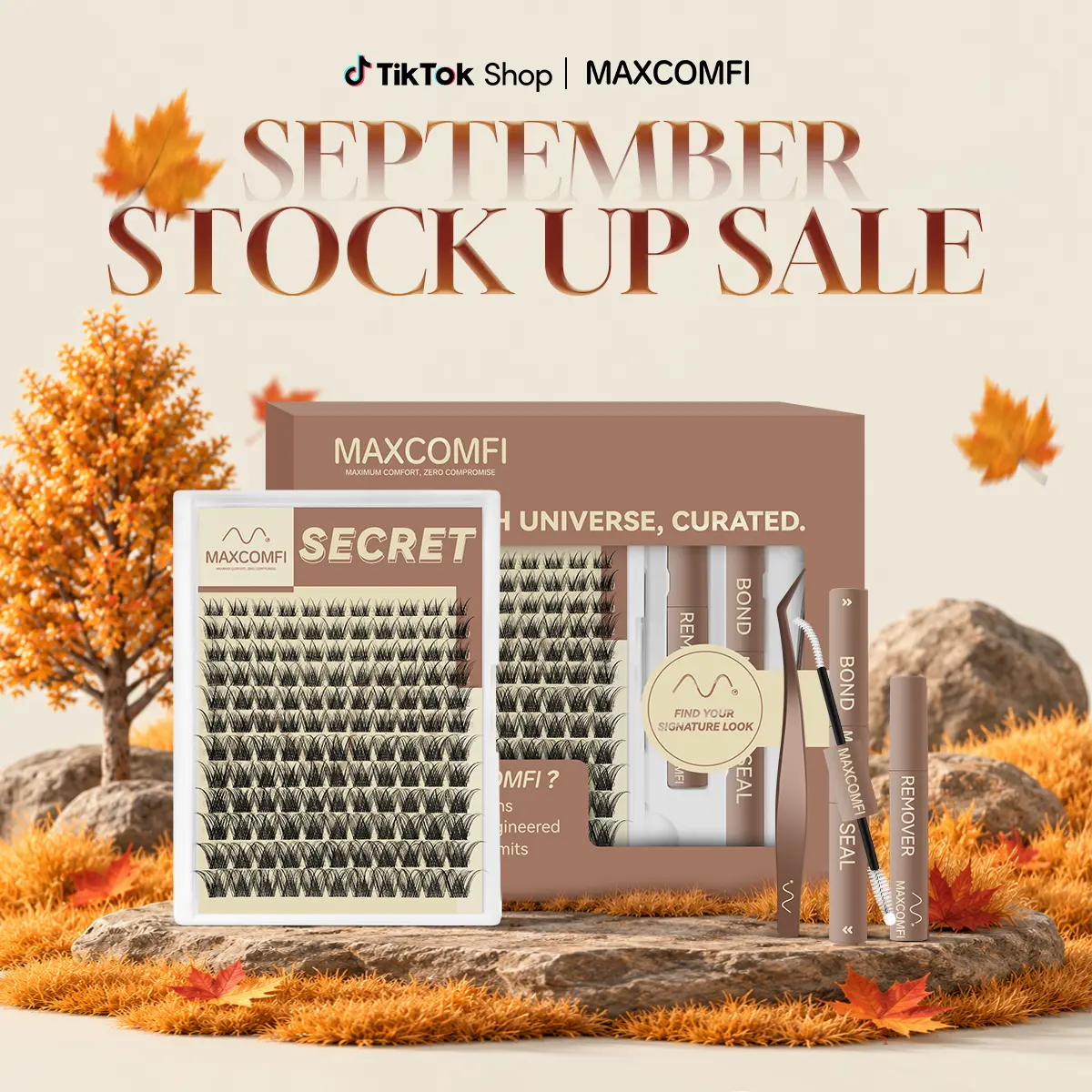 MaxComfi Secret Cosmetic Eyelash Clusters Kit - Waterproof, Long-Lasting Nature Clusters Lashes with Super Soft Thin Band, Beginner-Friendly DIY Application, Accessories Bundle False Eyelashes & Adhesives for Daily Elegance