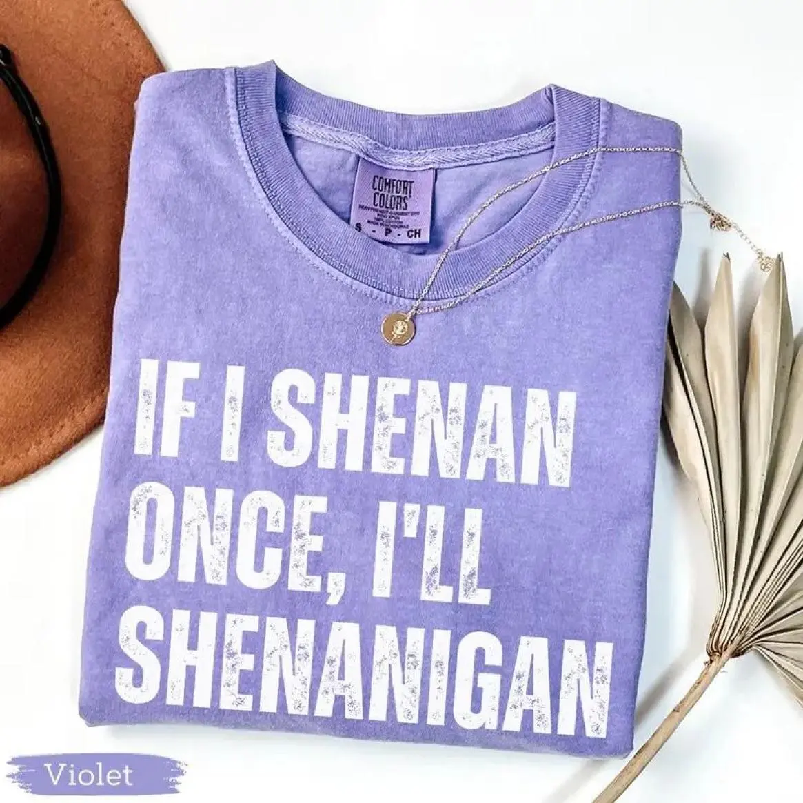 Women's Funny Shenanigan T-Shirt, St. Patrick's Day Irish Graphic Tee in Comfortable Garment-Dyed Cotton with Short Sleeves, Shortsleeve, Everyday, Aesthetic, Machine Washable, Normal Type, Unisex Sizing, Washed, Oversized, Casual
