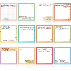 12 count Funny Sticky Notes with Fun Messages 3 x 3 Inch Funny Work Notepads for Coworkers Self Stick Mini Notepads Small  for Adults Office Supplies Set, 50 Sheet Each (Cute Style)