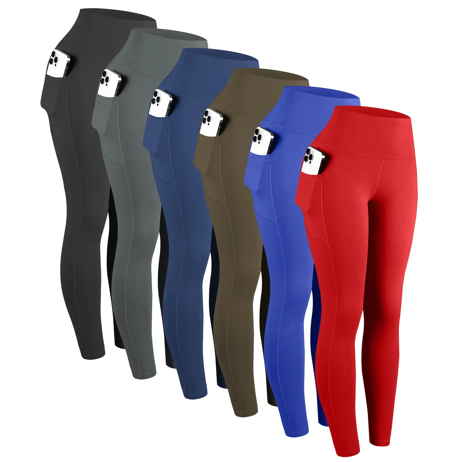 CHRLEISURE 6PCS High Waist Yoga Leggings with Side Pockets Buttery Soft Workout Pants for Women  Squat Proof Athletic Tights