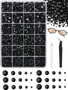 Shiny Mixed-Color Resin Glitters 30000 Pieces 2-6mm Flat-Backed Gemstones Large Package Set with Tweezers for DIY Clothing Making Manicures Rotating Cups