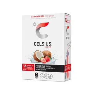 CELSIUS On-the-Go Powder Sticks Strawberry Coconut, Essential Energy 2.6 Oz (14 Sticks per Pack) Supplement Fitness Healthcare Vitamin