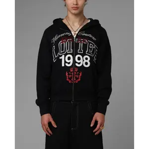Loiter Drop Out Zip Hoodie Black