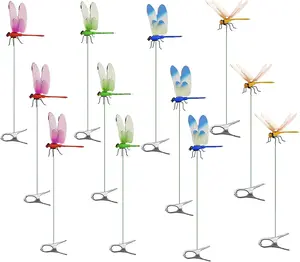 8 Pack Dragonfly Clip,Fake Dragonflies, Humming Bird Stakes Fake, Plastics Dragonfly for Garden Stakes Decor Yard Ornaments for Hat,Deer and Horse,Fly Scare Devices for Indoor Outdoor