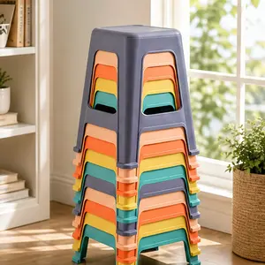 ARCH 10-Pack Pre-Assembled Stackable Plastic Stools, 18.8" Height Colorful Nesting Backless Chairs, ABS Material Flexible Seating for Classroom, Office Home, Pre-Assembled Stools