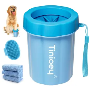 Dog Paw Cleaner for Medium Dogs (With 3 Absorbent Towels), Dog Paw Washer, Muddy Paw Cleaner, Pet Foot Cleaner (Medium, Blue) Tinioey