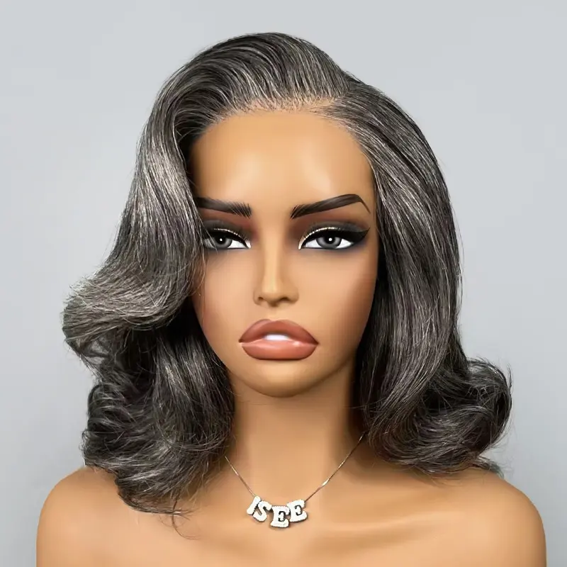 【New In】ISEE HAIR Wear Go 7x5 T part Lace Salt and Pepper Gray Glueless Human Hair Lace Wig Pre-Layered & Pre-Styled & Pre-Cut Lace Natural Side Part Ready-to-Wear Human Hair Wig Vacation Hair #SummerWins #DealsForYouDays