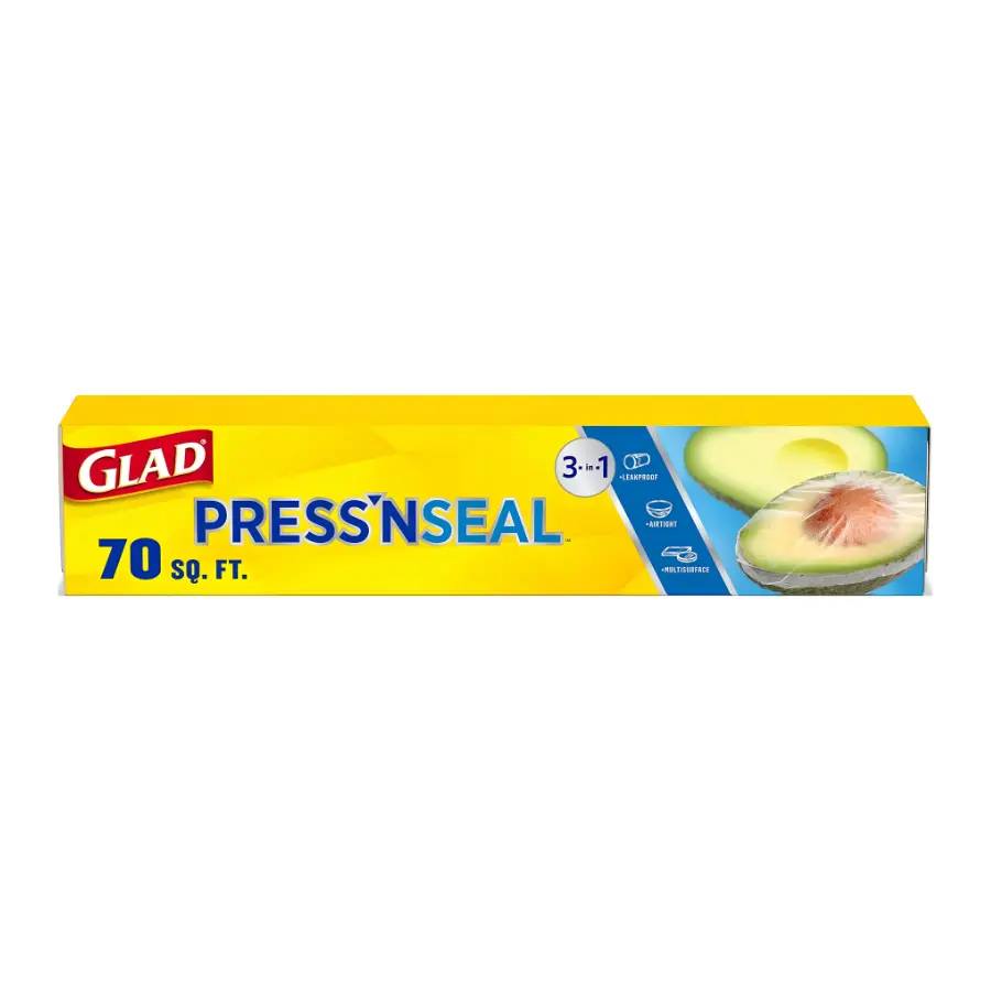 70 Sq Ft Plastic Food Wrap Roll, Press-to-Seal Kitchen Wrap for Food Storage, Leftovers, Bowls, Plates & Containers