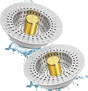 3-in-1 Stainless Steel Kitchen Sink Filter • Pop-up Stopper & Easy-to-Clean Food Strainer