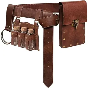 Medieval Renaissance Potion Belt Bag Set, Viking Knight Middle Ages Rpg Vintage Props, Role-Playing Party Accessories, Belt Pouches