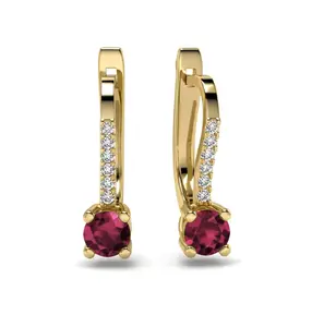 Lab Ruby Rhombus Hoop Earrings | Vintage Style | Gift for Her