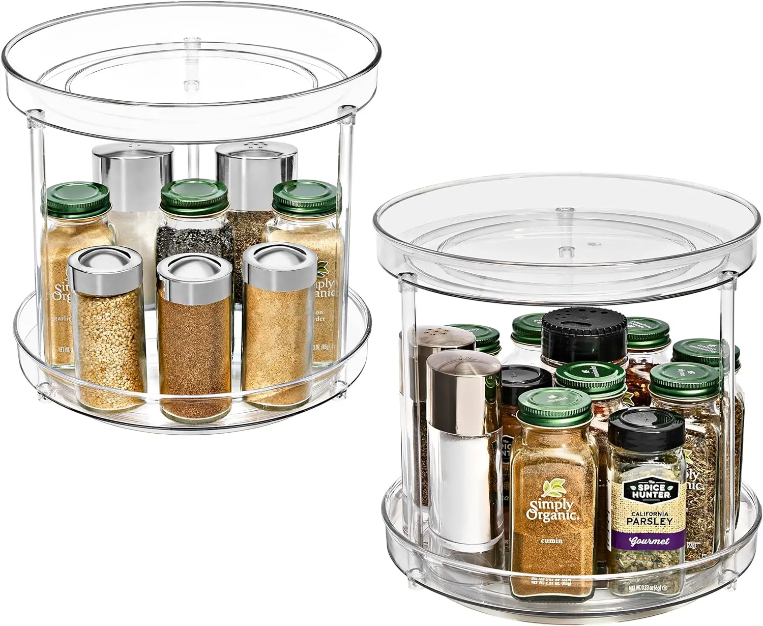 Sorbus 9 Inch 2 Tier Clear Lazy Susan Organizer | Lazy Susan for Refrigerator Organizing | Rotating Lazy Susan Turntable (2 Pack) Pet Racks