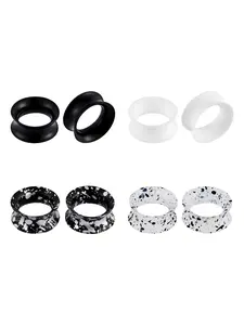 4Pairs/Set Silicone Flexible Ear Skin Tunnels Plugs Expanders Gauges Hollow Body Piercing 2G-3/4 6-20MM Earring
