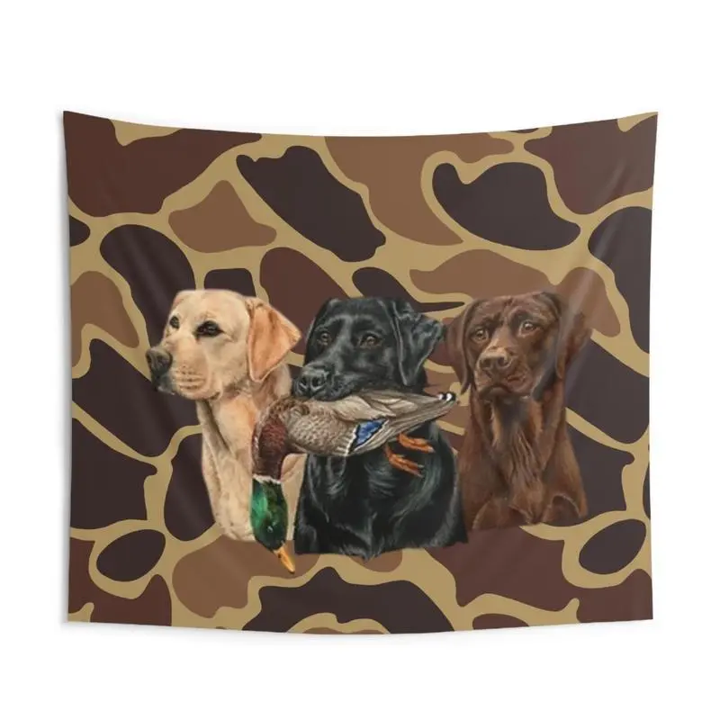 Labrador Retriever Knit Rustic Hunting Theme Polyester Tapestry - Outdoor Decor, Outdoor Hunting Wall Hanging for Bedroom Decor