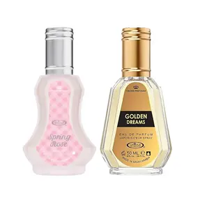 (2pc Bundle Pack) Spring Rose 35ml + Golden Dreams 50ml by Al-Rehab EDP Spray