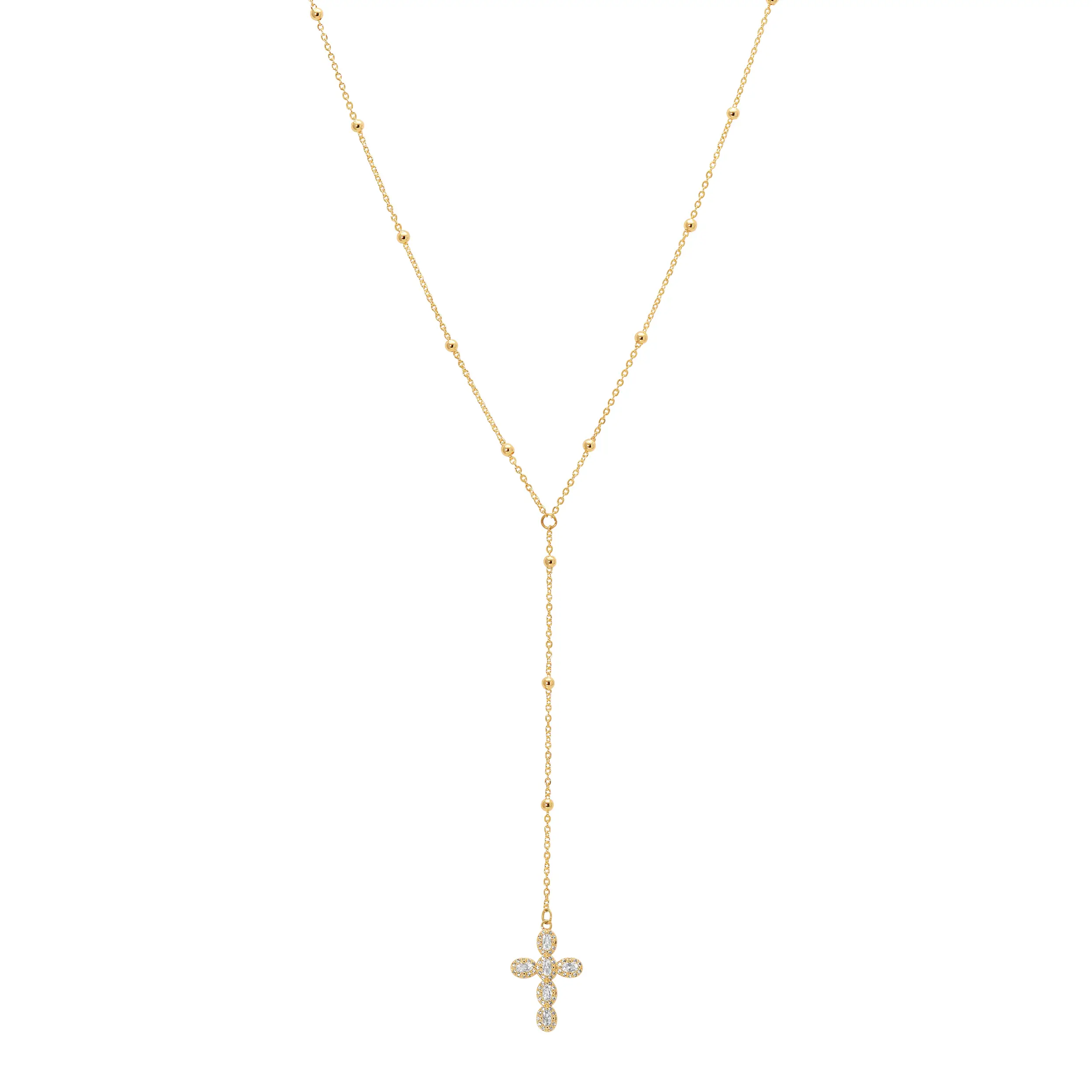 Cross Rosary Style Necklace