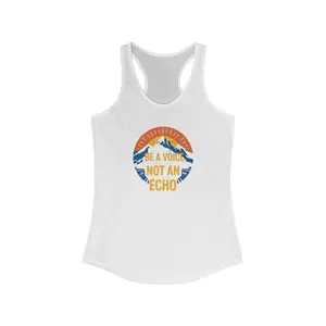 Empowering Women's Racerback Tank - Be a Voice Not an Echo, Workout Top, Summer Apparel, Gift for Her, Inspirational Tank