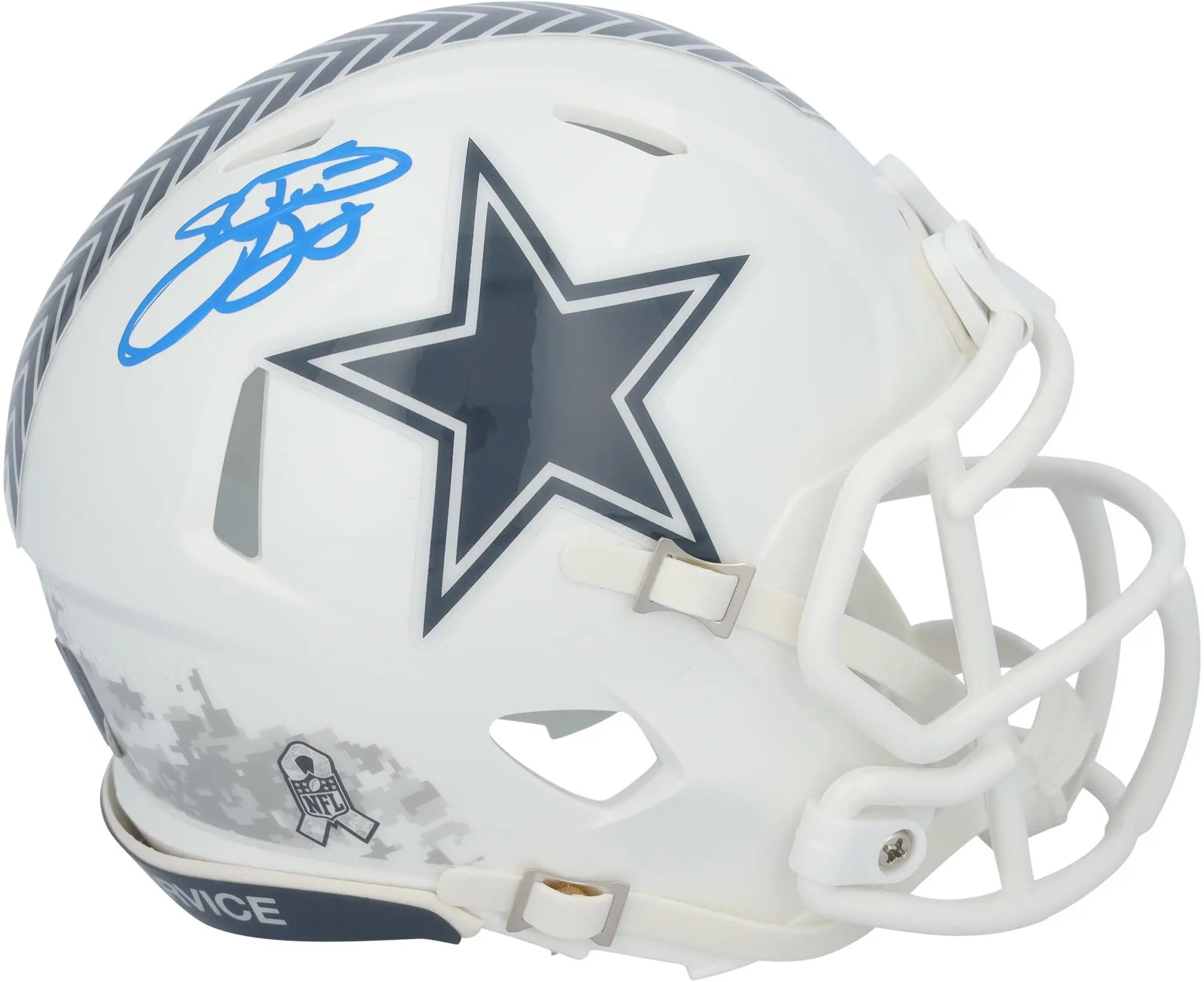 Emmitt Smith Dallas Cowboys Autographed 2024 Salute To Service Riddell Speed Mini Helmet - Fanatics Authentic Certified