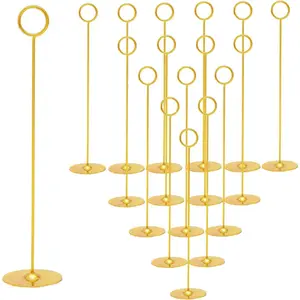 16PK 12 Inch Gold Table Number Place Card Holders Steel Card Holders for Photos Food Signs Memo Notes Weddings Restaurants Birthdays