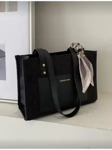 Lightweight Business Casual Letter Detail Design Slim Scarf and Square Bag for Teenage Girls Women College Students New Employees White-Collar Workers Suitable for Office University Work Business Comm