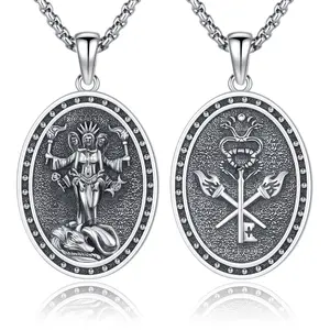 S925 Hecate Necklace 925 Sterling Silver Jewelry Hekate Goddess of Witches of Magic Triple Moon Goddess Hecate Pendant Necklace for Women Men Him Her Anniversary Birthday Christmas Valentine's Day Mother's Day Graduation Faith Witchcraft Witch Amulet