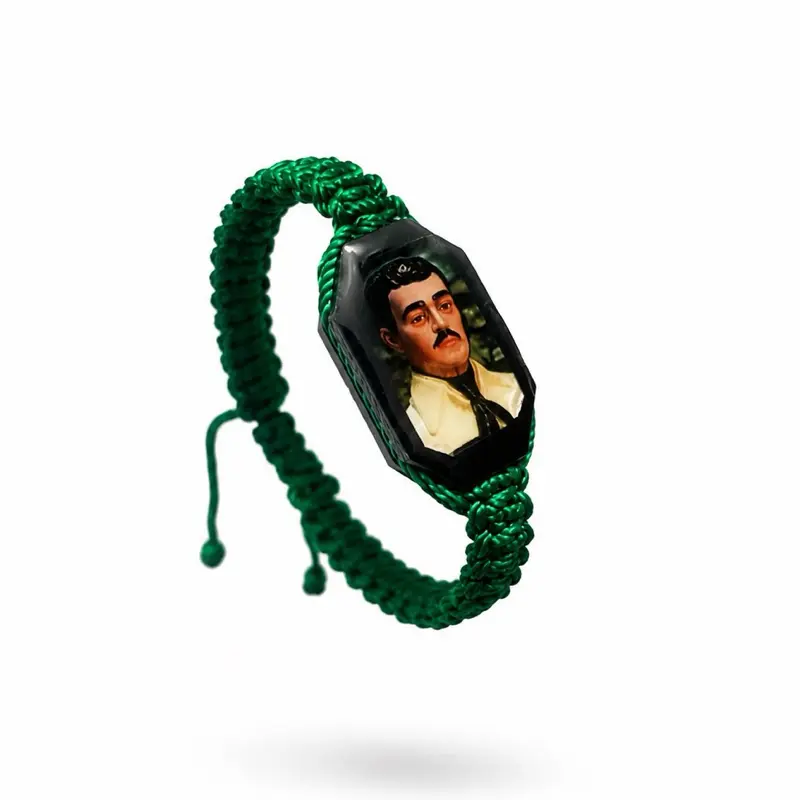 Jesus Malverde Green Handmade Bracelet