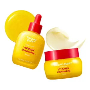 EQQUALBERRY Vitamin I lluminating Serum & Cream Set -Vitamin C & Niacinamide I Targets Dark Spots I Strengthens Skin Barrier with Ceramides I Glowy, Lightweight Hydration