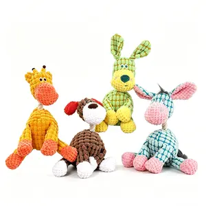 4 Pack Squeaky Dog Plush Toys,Durable Dog Stuffed Toys for Aggressive Chewers,Interactive Squeaky Chew Teething Toys for Small Medium Large Dogs Puppy