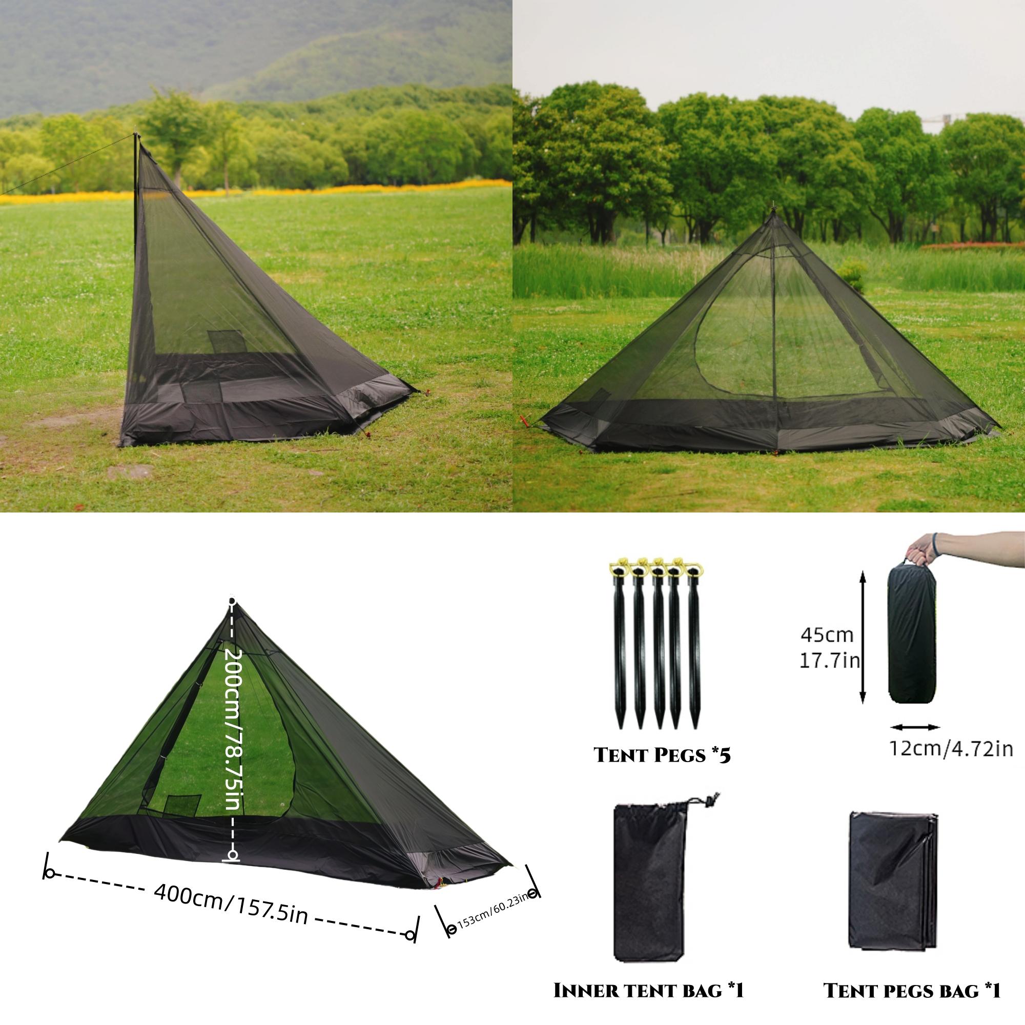 2-Person Tipi Shape Oxford Dandelion Shell Inner Tent, All-Seasons Insert with 3000mm Waterproof Bath Floor, Foldable Lightweight Wear-Resistant Windproof Insect-Proof Removable Washable for Hiking Light Outdoor Trips