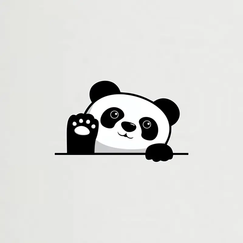 2PCS/SET "Cute Waving Peeking Panda (with Paw Print Details)" Minimalist Cute Decorative Sticker For Cars For Car Door/Laptop Minimalist Cute Goodie Adds Sleek Soft Healing Texture Top For Minimalist Cute Style Fans