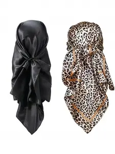 2 Piece 35.4 Inch Square Headscarf Set for Women, Elegant Multi-Functional Head Wrap and Neck Scarf, Versatile Fashion Accessory for Daily Style