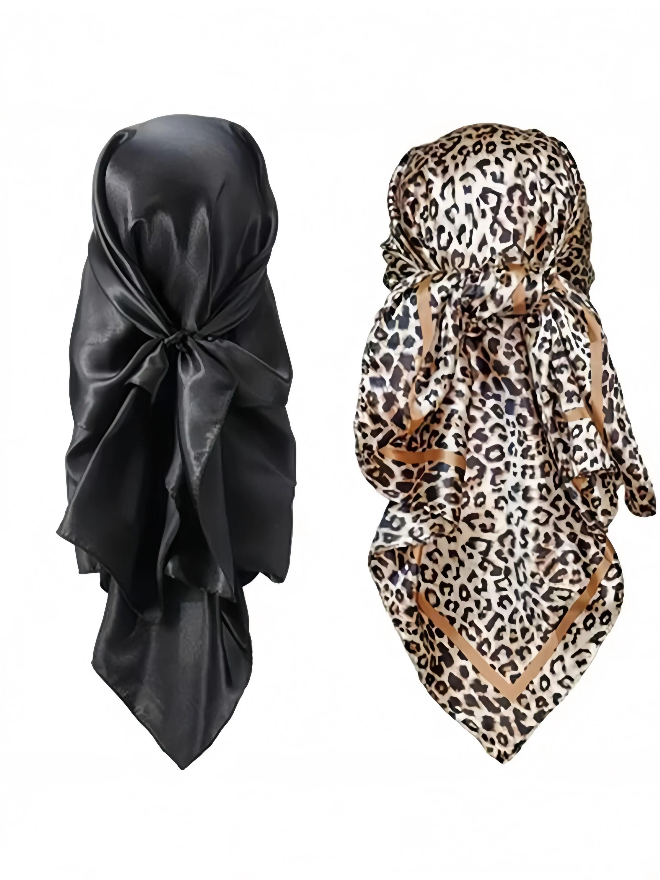 2 Piece 35.4 Inch Square Headscarf Set for Women, Elegant Multi-Functional Head Wrap and Neck Scarf, Versatile Fashion Accessory for Daily Style, Square Scarves
