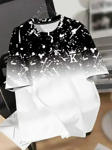 Men's Hip Hop Streetwear T-Shirt Gradient Splatter K Print Short Sleeve Tee