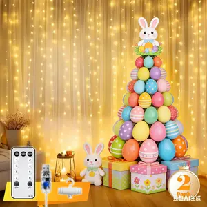 2PACK 300LED Fairy Curtain Lights, 9.8x9.8ft Copper Wire LED Curtain Lights, USB Powered Warm White Curtain String Lights, 8 Modes Christmas Decorations, Hanging Curtain Lights with Remote Control for Bedroom, Indoor, Curtain, Christmas Decorations box