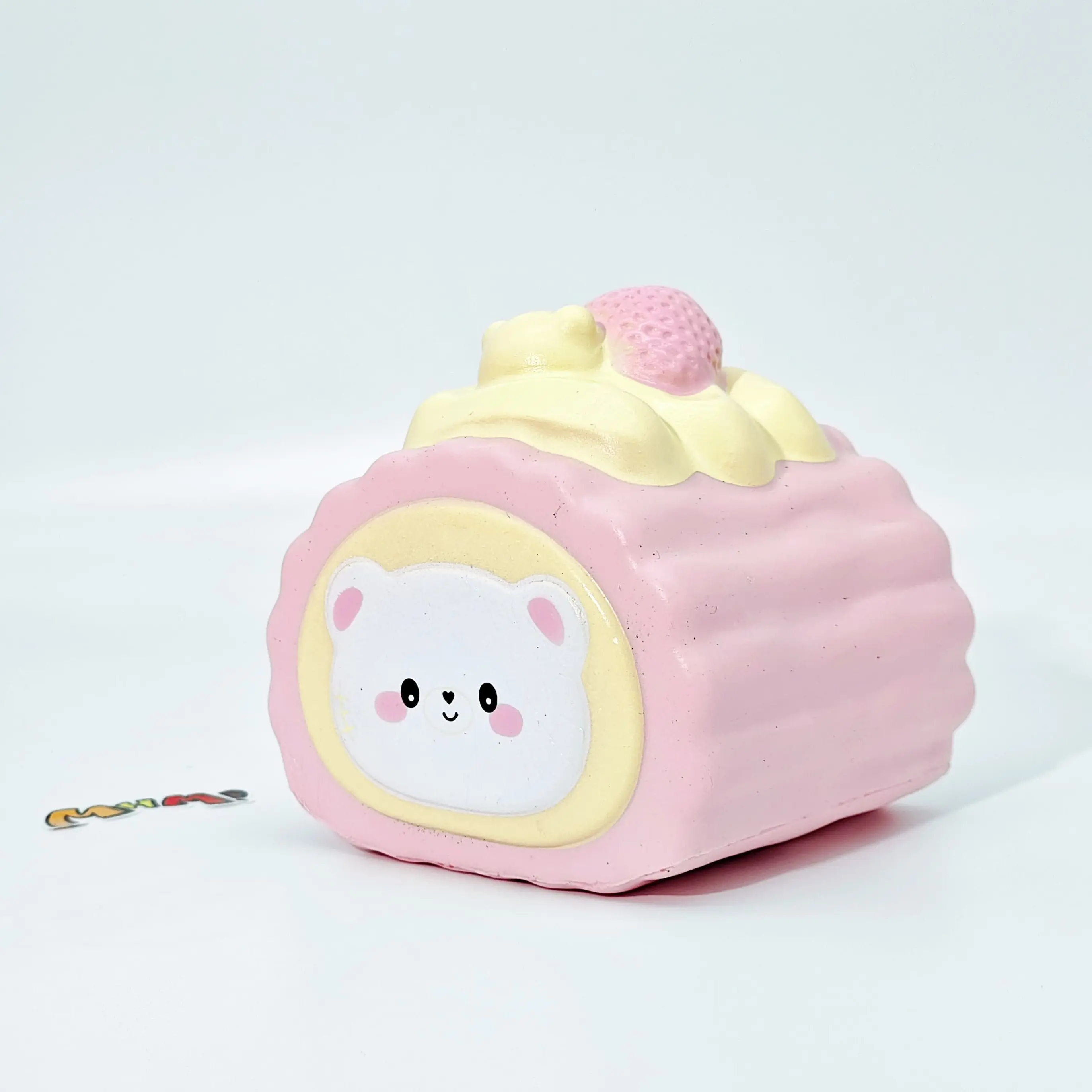 MHM Snow Bear Monster Peach Cake Roll Squishy Toy, Slow Rising Soft Foam Sensory Fidget Toy, Cute Dessert Gift
