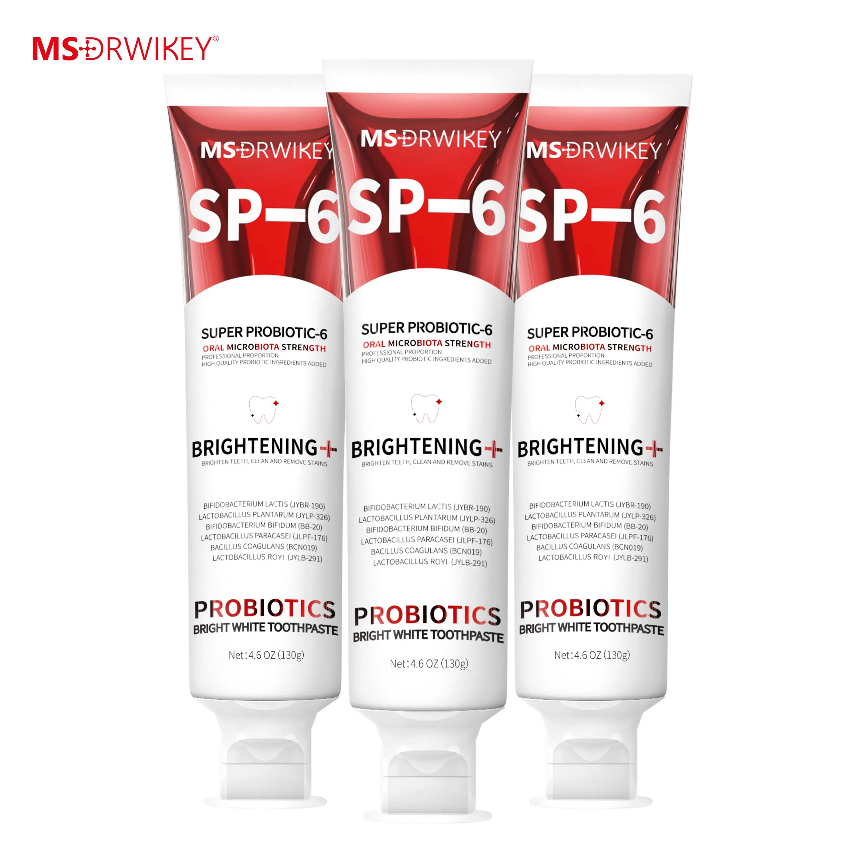 MSDRWIKEY SP-6 Probiotic Fresh Breath Toothpaste Set - 130g x 3 | Oral Care, Long-Lasting Freshness