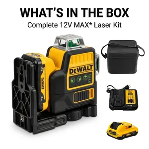 DEWALT DW089 Green Beam Self-Leveling Laser Level, High-Precision Horizontal & Vertical Alignment Tool, Professional Construction Layout System for Flooring, Tile Installation, Framing, Ceiling, Wall Mounting, Remodeling & Contractor Projects
