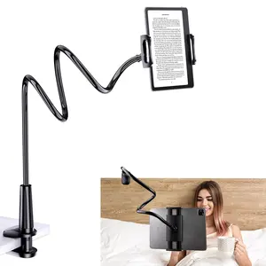 Tablet Stand 360° Adjustable Phone & iPad Holder with 31.4 Inches Metal Arm for Bed Desk Flexible Mount Clip Ergonomic Design for Video Recording