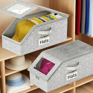 2 Pack Extra Large Hat Storage Box – 24 Caps Capacity Clear Dustproof Organizer Boxes, Stackable Closet Storage Container with Cardboard Liner, Space-Saving Hat Organizer for Home Closet Organizer Storage Supplies
