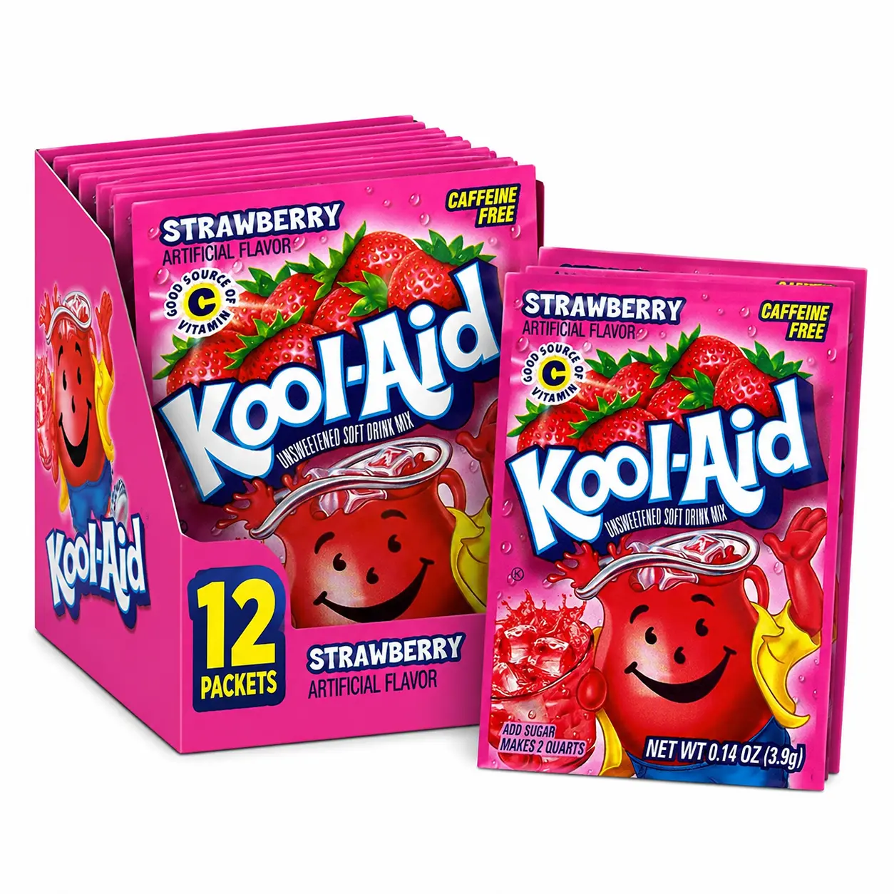 Kool-Aid Unsweetened Artificial Strawberry Beverage Mix, Caffeine-Free, 0.14oz Hydration Powder, Sugar