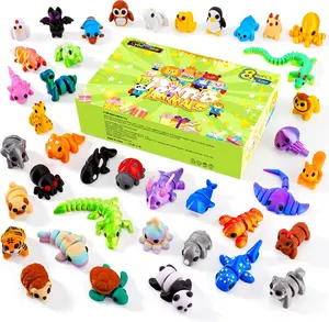 40PCS Mini 3D Printed Animals, Articulated Fidget Sensory Toys Inside for Party Favors, Classroom Prizes, Birthday Goodie Bag Stuffers