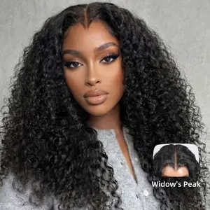[Widow's Peak-18Inch] AliPearl Glueless M Shaped Hairline Curly 6x8 Lace Closure Wig with Drawstring 18Inches Ready to Go Pre Cut Pre Plucked Human Hair