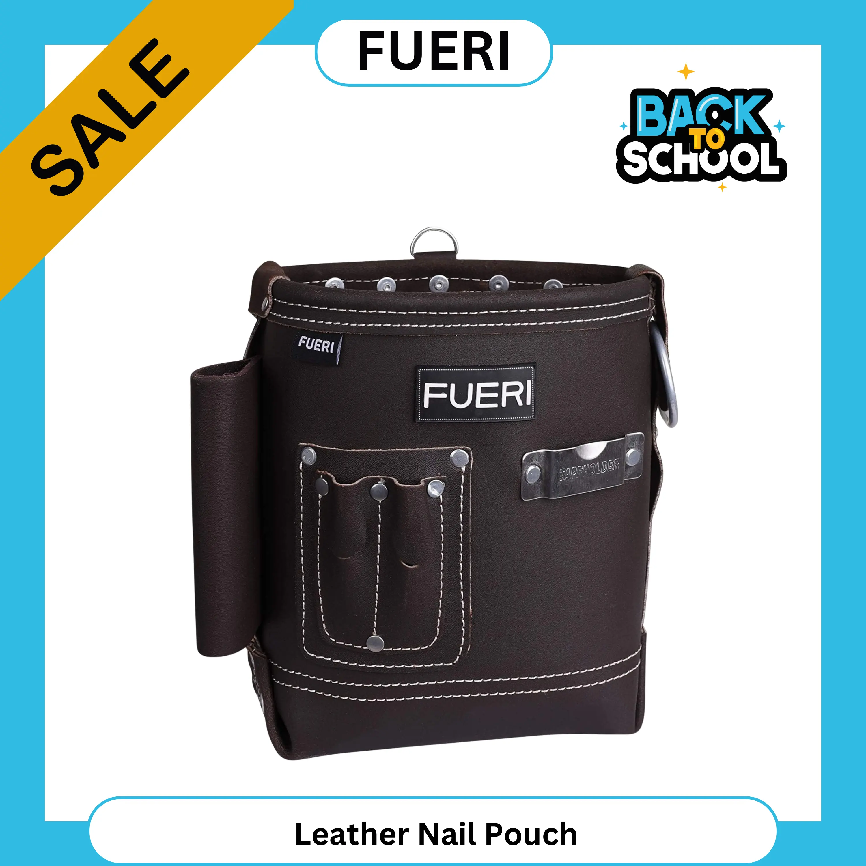 FUERI High-Grade Leather Nail Pouch & Tool Bag Kit - Construction Tool Organizer with Belt Clip, Portable Heavy Duty Work Accessories for Carpenters, Gardening Pros, Tool Pouch With Belt Clip campingessentials