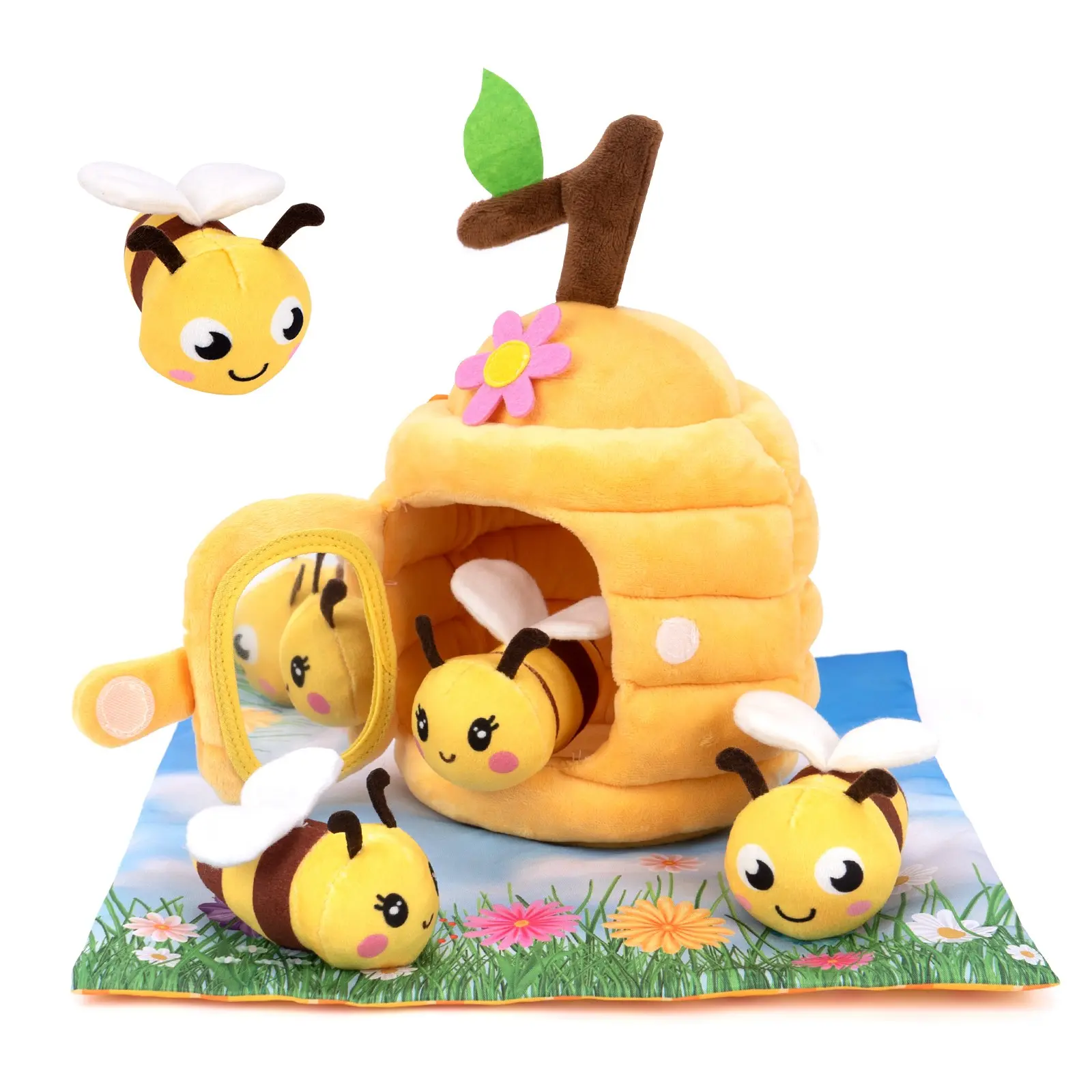 Bee/animal Plush Storage Toy Set, Educational Sensory Toy for Toddlers, Mini Dollhouse Insert Fun, Kids' Developmental Playset