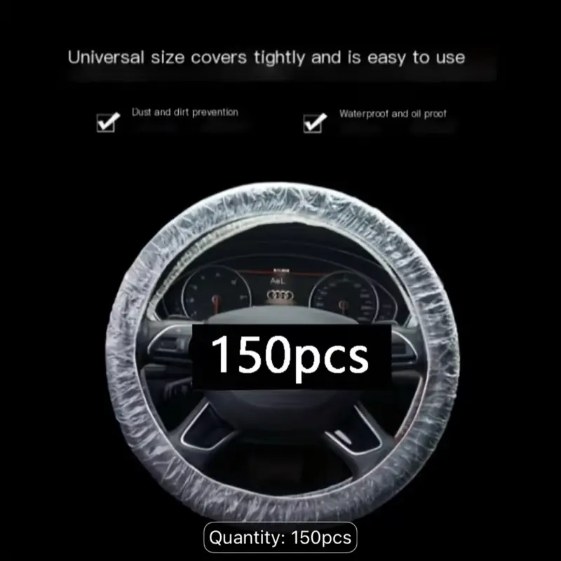 150-Pack Disposable Plastic Steering Wheel Protectors, Car Accessories for All Cars, Dustproof Cover Keeps Wheel Clean, Dirt-Proofing Clean Protection Universal Auto Replacement Covers, Universal Fit