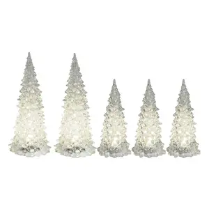 Battery-Operated LED Crystal Trees - Set of 5