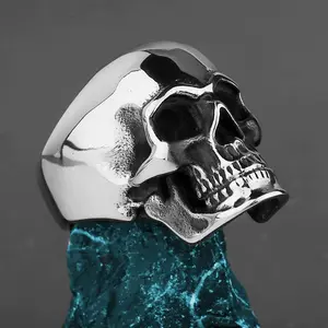 Jewelry - HNSP 316L Stainless Steel Skull Ring For Men Finger Jewelry Punk Goth Accessories 8-14 Big Size