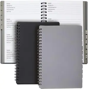 Password Book with Alphabetical Tabs  5 x 7 in 2-Pack Gray & Black 80 Lined Pages Spiral-Bound Plastic Cover Password Notebook & Log Book  Username & Login Management